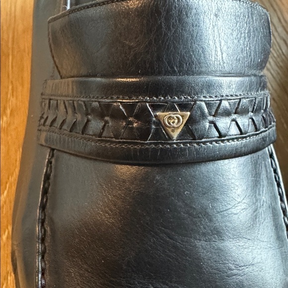 Vintage Gucci loafers Men’s 44.5/11-11.5 Black leather braided logo old money main image 9